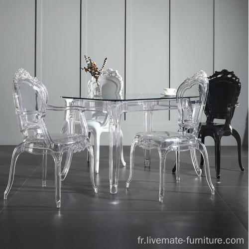 Table en plastique moderne et chaises de salle à manger Chaises de mariage